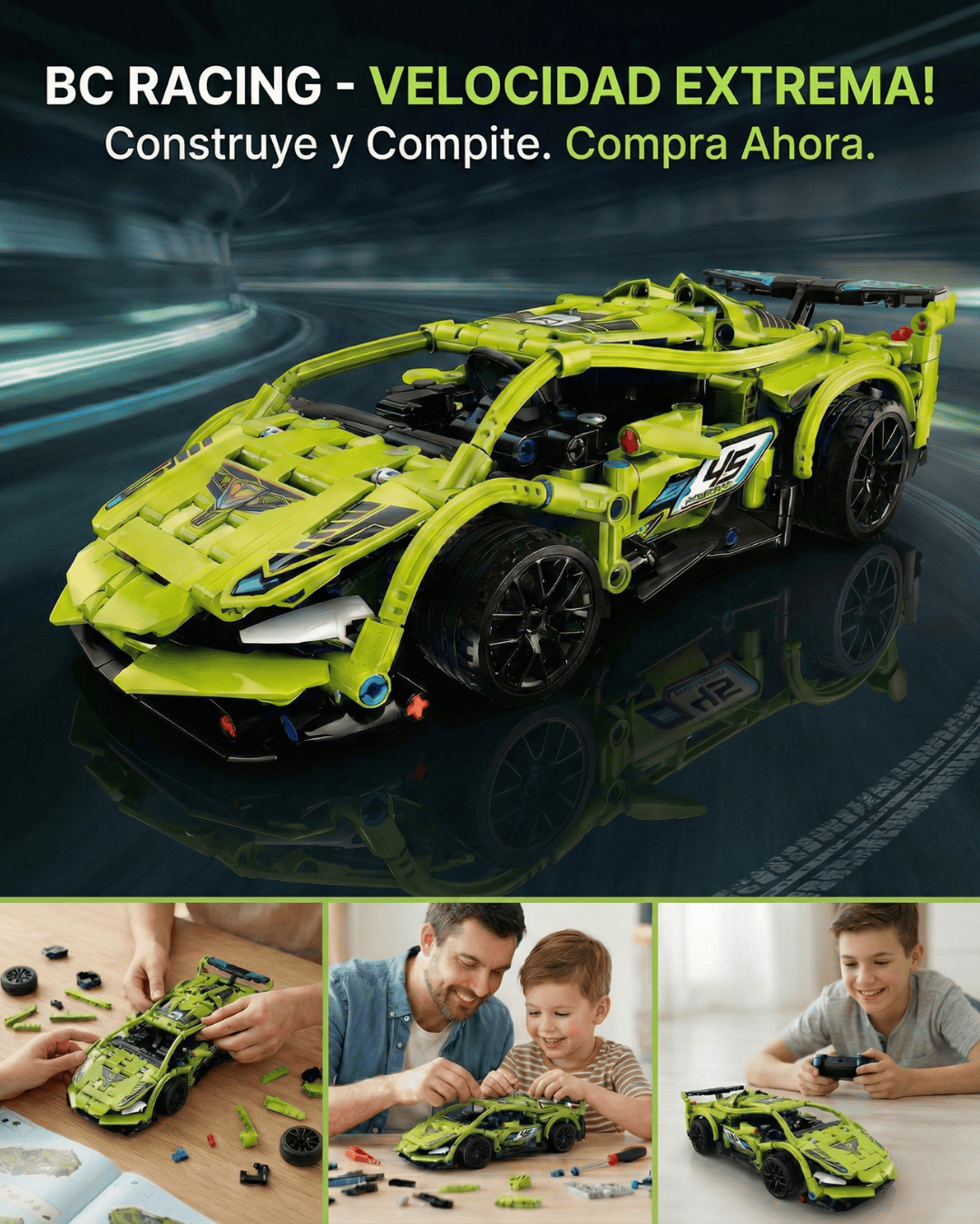 Superdeportivo NEO RACER: Kit de Construcción RC (Diseños Surtidos)|+526 Piezas