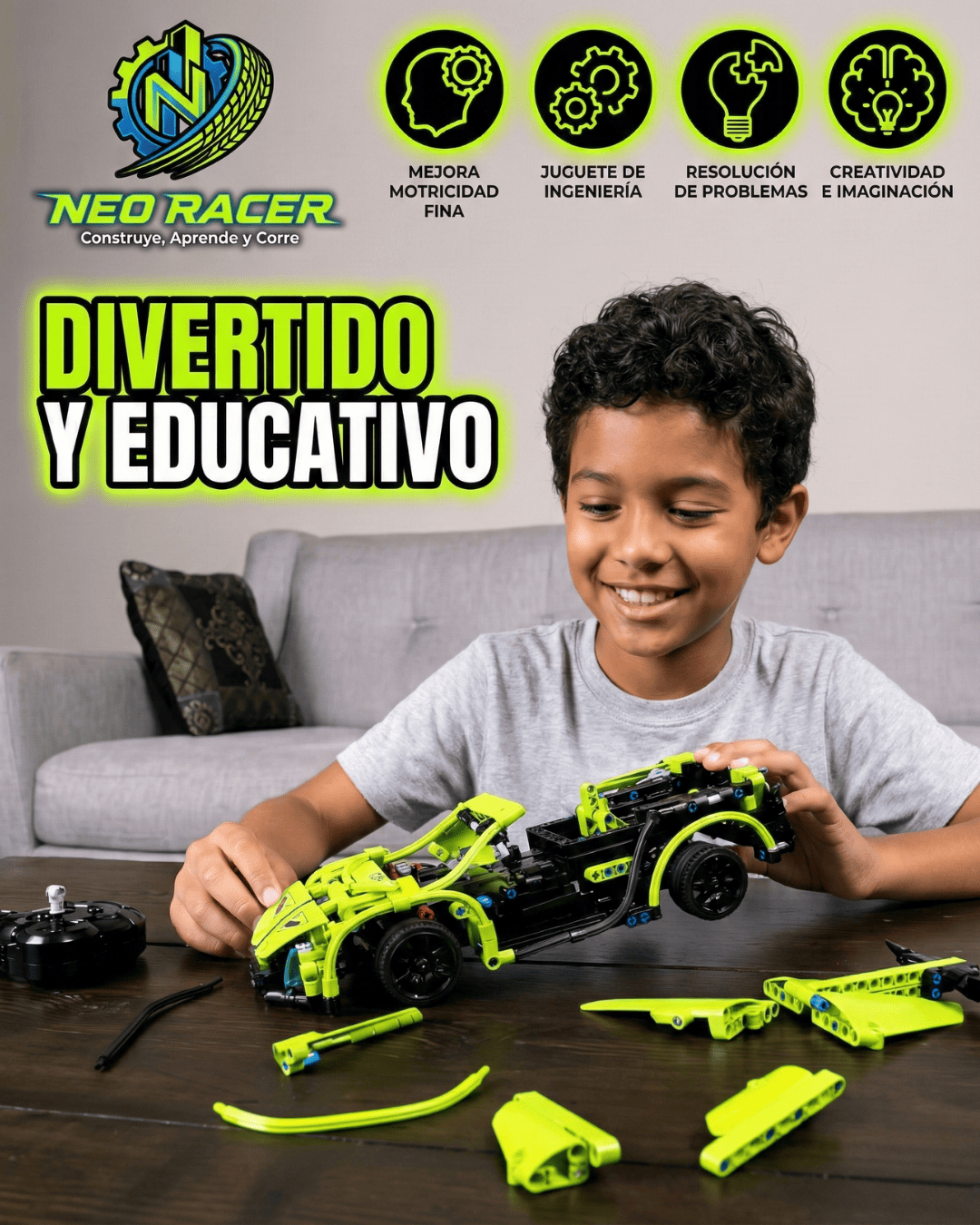 Superdeportivo NEO RACER: Kit de Construcción RC (Diseños Surtidos)|+526 Piezas